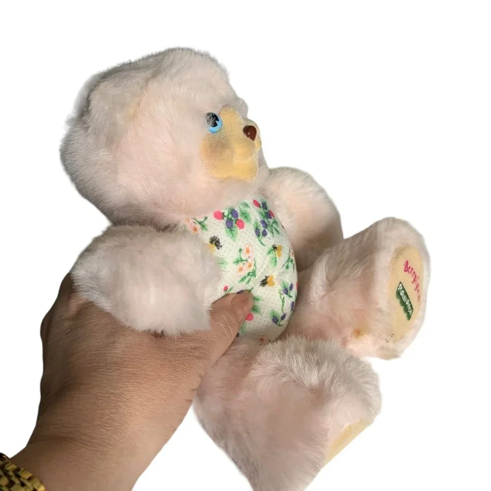 Vintage 90s Fisher Price Berrylynn Bear Plush Toy 9 in Pink Fur Briarberry Coll